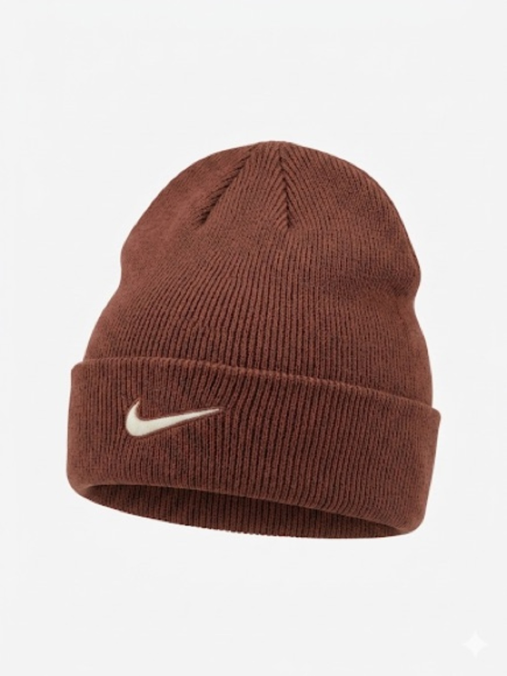 Nike Brown Beanie with White Swoosh